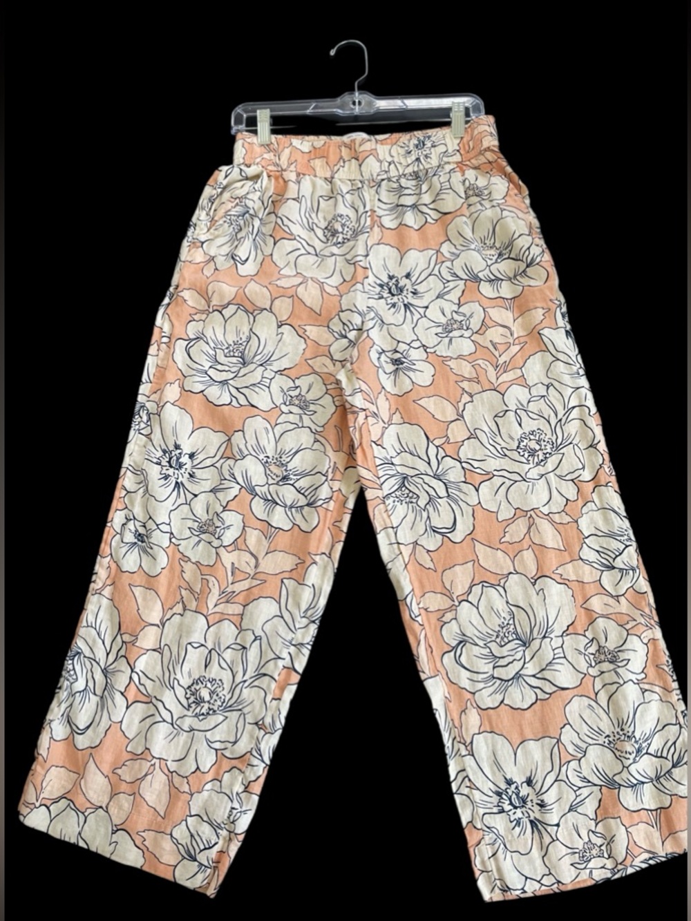 Women’s Rachel Zoe Linen Floral Strait Leg Casual Summer Pants Size M Pockets